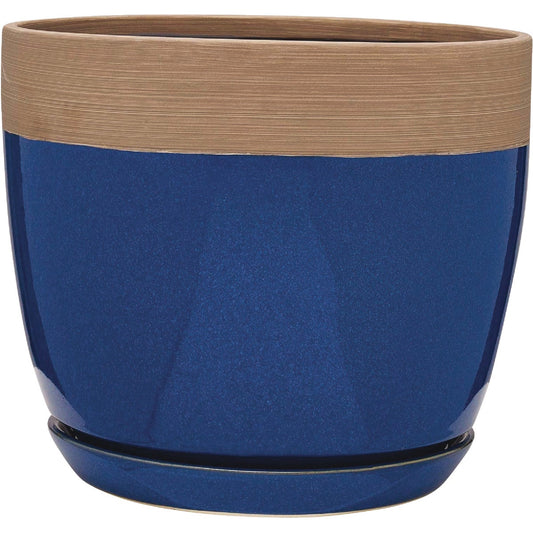 Southern Patio Ana. 12 In. Ceramic Clayworks Navy Planter