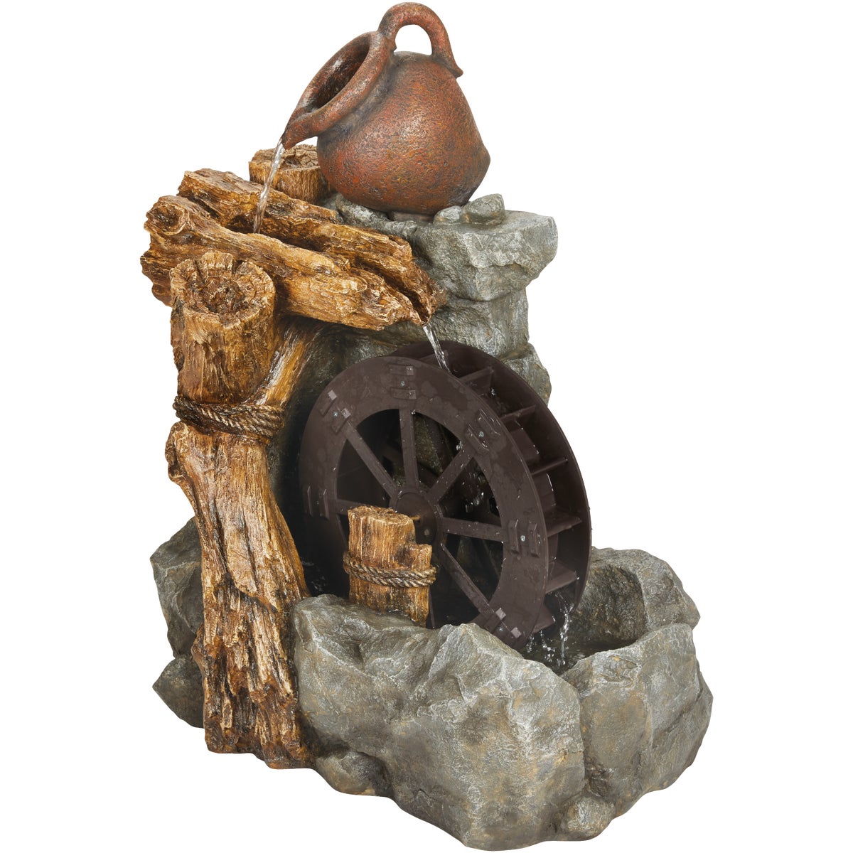 Best Garden 42.5 In. W. x 86 In. H. x 70 In. L. Resin Water Wheel Fountain