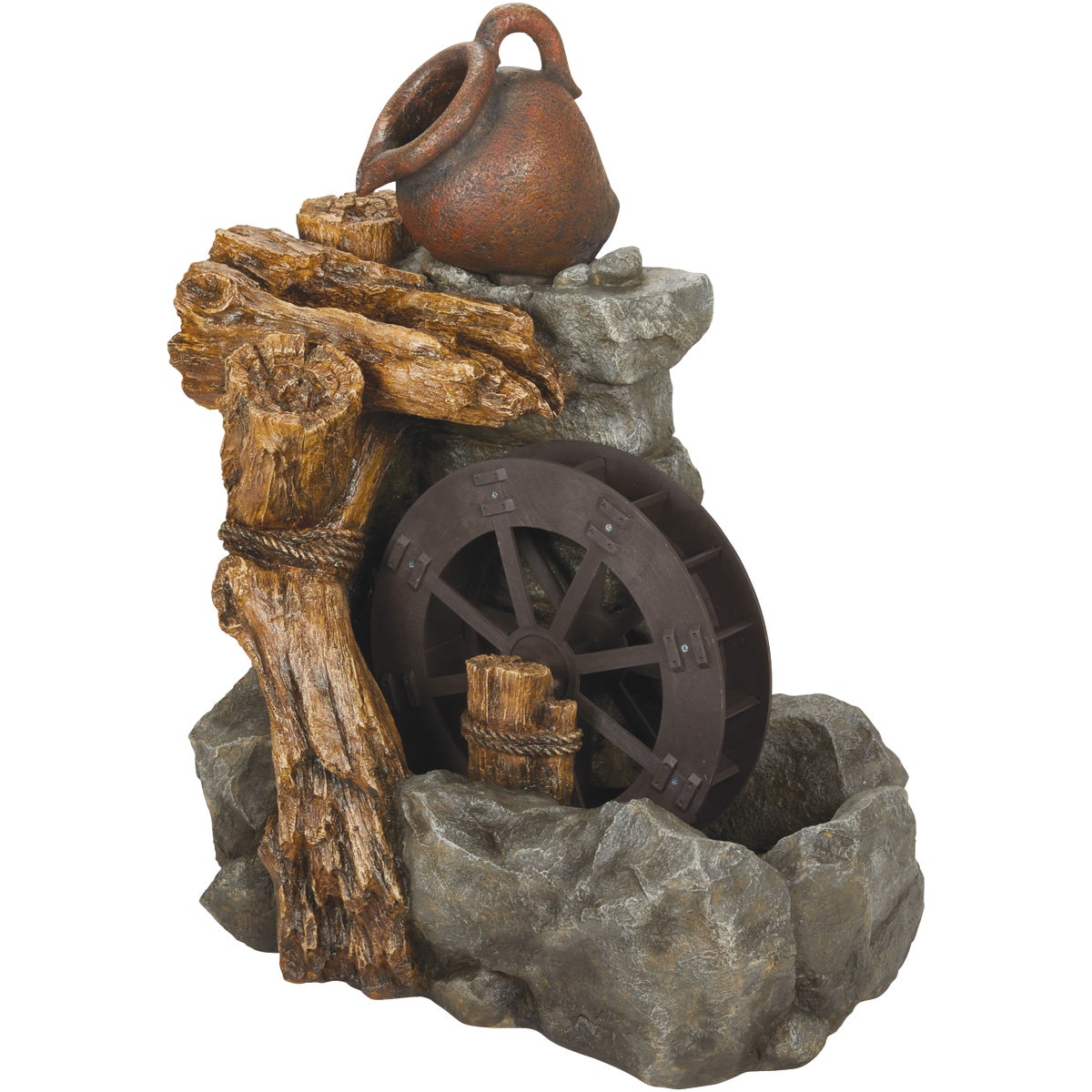 Best Garden 42.5 In. W. x 86 In. H. x 70 In. L. Resin Water Wheel Fountain