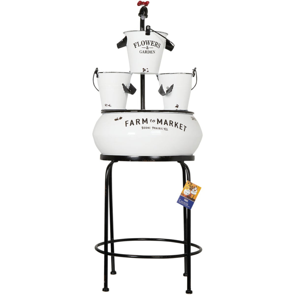 Alpine 14-1/2 In. W. x 36-1/2 In. H. x 14-1/2 In. L. White Enameled Iron Farm To Market Tabletop Fountain