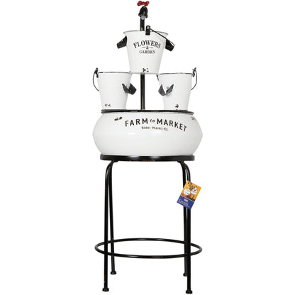 Alpine 14-1/2 In. W. x 36-1/2 In. H. x 14-1/2 In. L. White Enameled Iron Farm To Market Tabletop Fountain