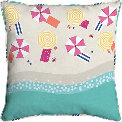 Oceantex 18 In. W. x 5.5 In. H. x 18 In. L. Recycled Polyester Aerial Beach Scene Pillow