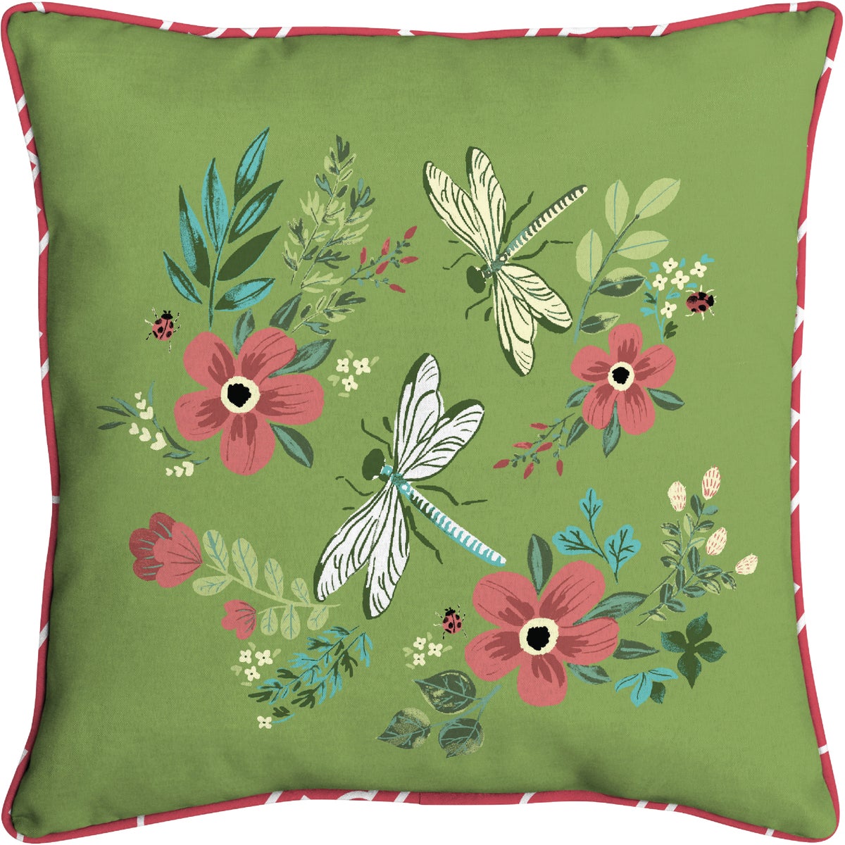 Oceantex 18 In. W. x 5.5 In. H. x 18 In. L. Recycled Polyester Beatrix Garden Dragonfly Pillow