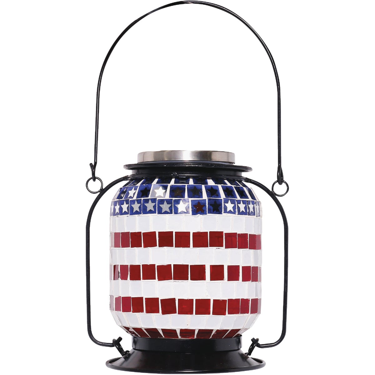 Alpine 5 In. W. x 12 In. H. x 7 In. L. Patriotic Americana Solar LED Patio Lantern