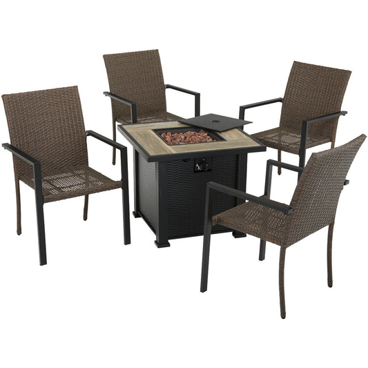 Leisure Classics Madrid 5-Piece Fire Table Chat Set