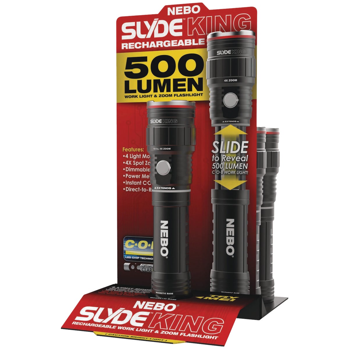 Nebo Slyde King LED Anodized Aluminum 500 Lm. Rechargeable Flashlight