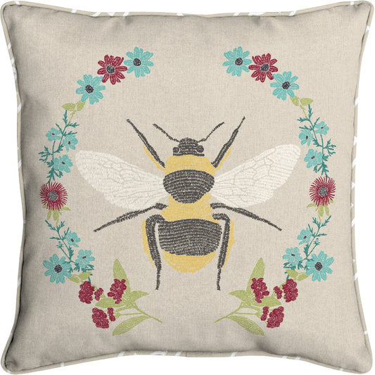Oceantex 18 In. W. x 5.5 In. H. x 18 In. L. Recycled Polyester Embroidered Bee Pillow