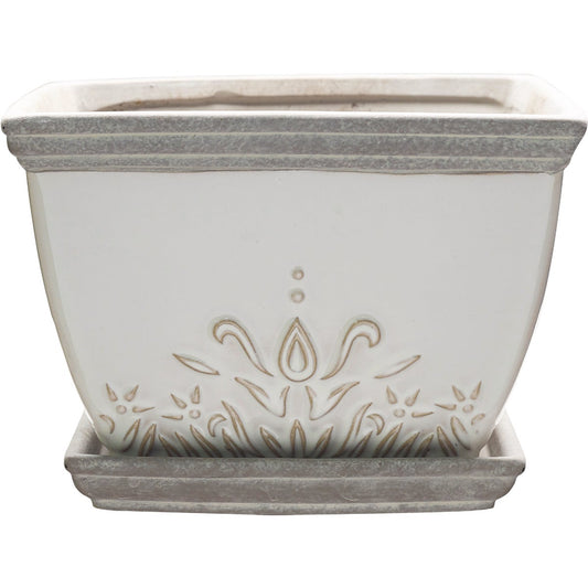 Southern Patio Brentwood 6 In. Ceramic White Planter