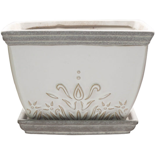 Southern Patio Brentwood 8 In. Ceramic White Planter