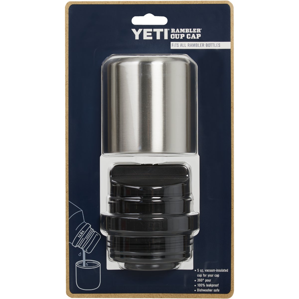 Yeti Cup Cap Silver Stainless Steel & Plastic Rambler Tumbler Lid