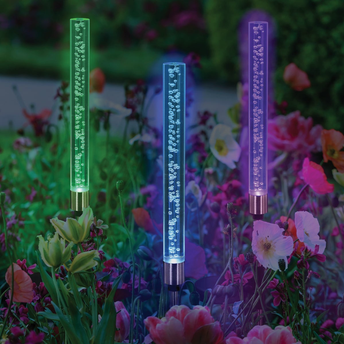 Exhart 34 In. Color Changing LED Solar Bubble Stake Light