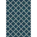 Backyard Bungalow Peosta 6 Ft. 7 In. x 9 Ft. 6 In. Teal Lattice Plush Outdoor Rug
