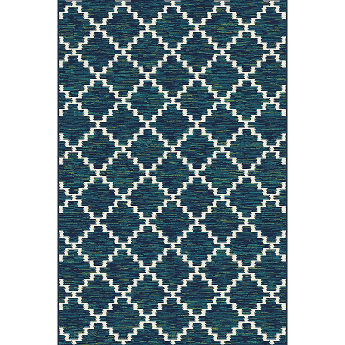 Backyard Bungalow Peosta 6 Ft. 7 In. x 9 Ft. 6 In. Teal Lattice Plush Outdoor Rug