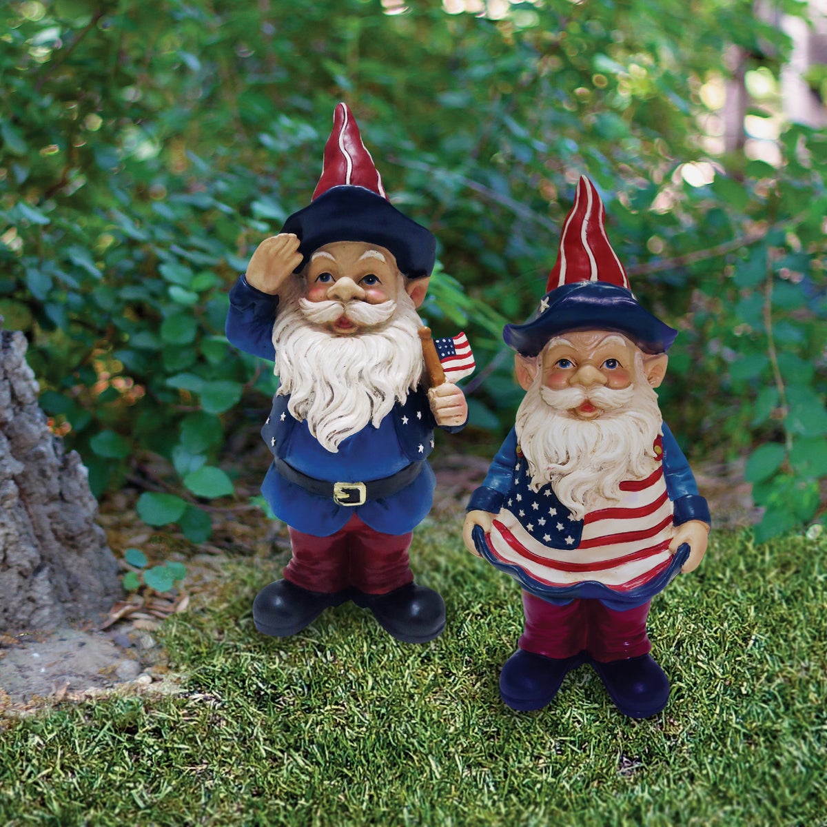 Alpine 8 In H. Polyresin & Stone Patriotic Gnome Lawn Ornament