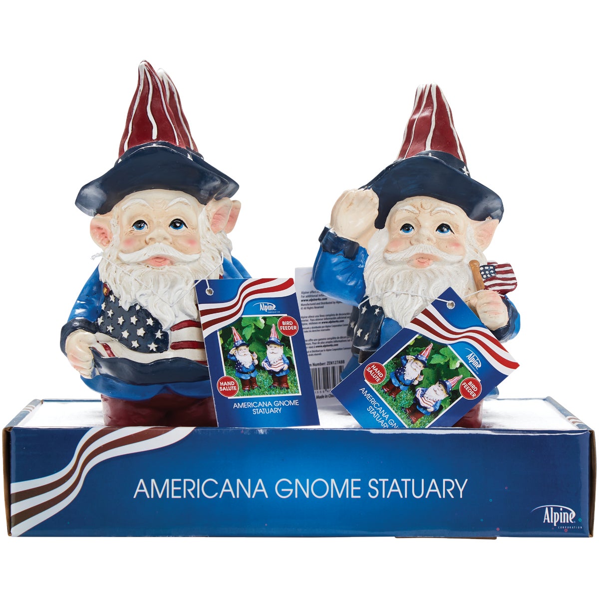 Alpine 8 In H. Polyresin & Stone Patriotic Gnome Lawn Ornament