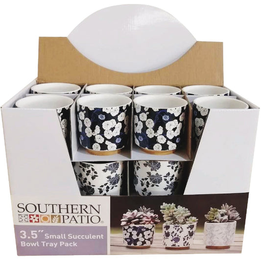 Southern Patio Small Succulent Ceramic Bowl Tray Pack (24-Pack)