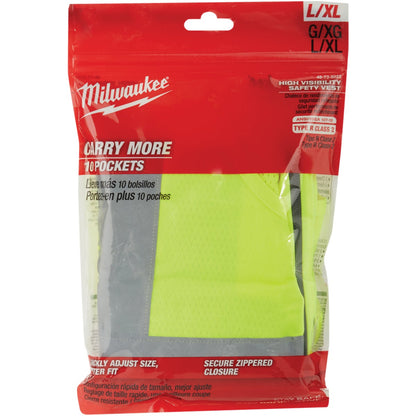 Milwaukee ANSI Class 2 Hi Vis Yellow Safety Vest Large/XL