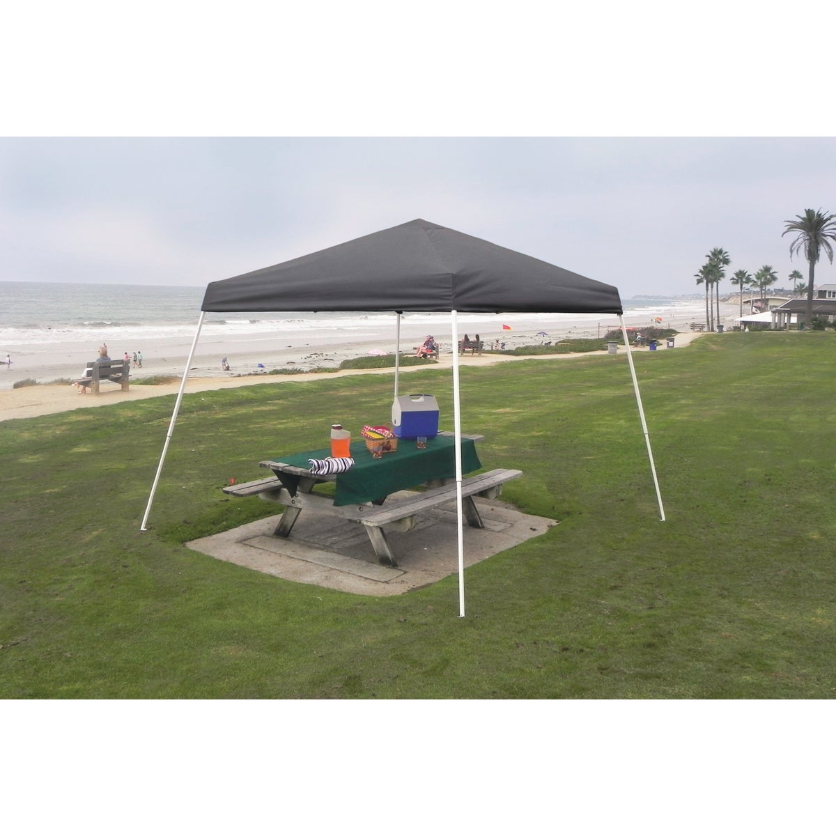 Crown Shade 11 Ft. x 11 Ft. White Steel Slant Leg Frame Dark Gray Canopy
