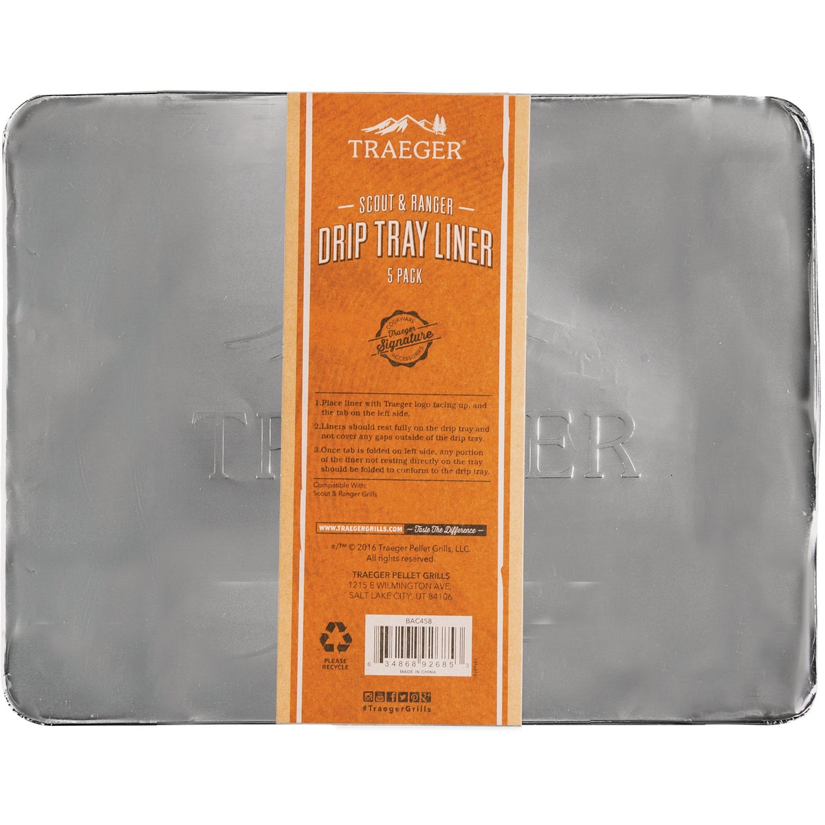 Traeger Aluminum Scout & Ranger Drip Tray Liner (5-Pack)