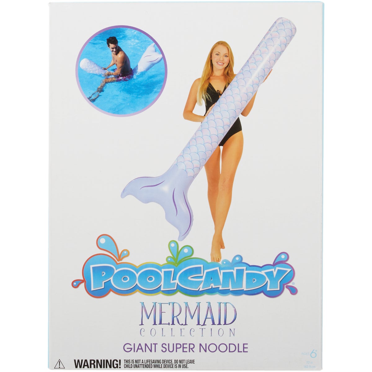 PoolCandy 72 In. Mermaid Collection Super Inflatable Noodle Water Toy