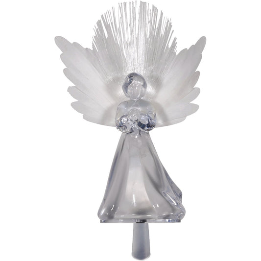 Alpine White LED Angel Christmas Tree Topper with Fiber Optic Wings