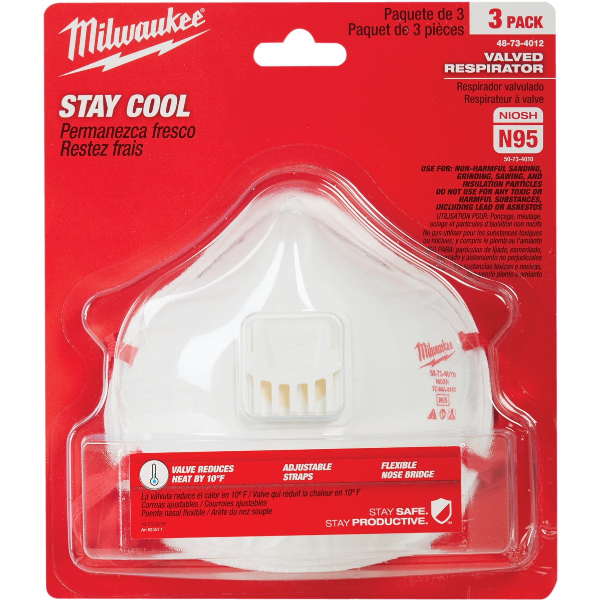 Milwaukee Disposable N95 Valved Respirator (3-Pack)
