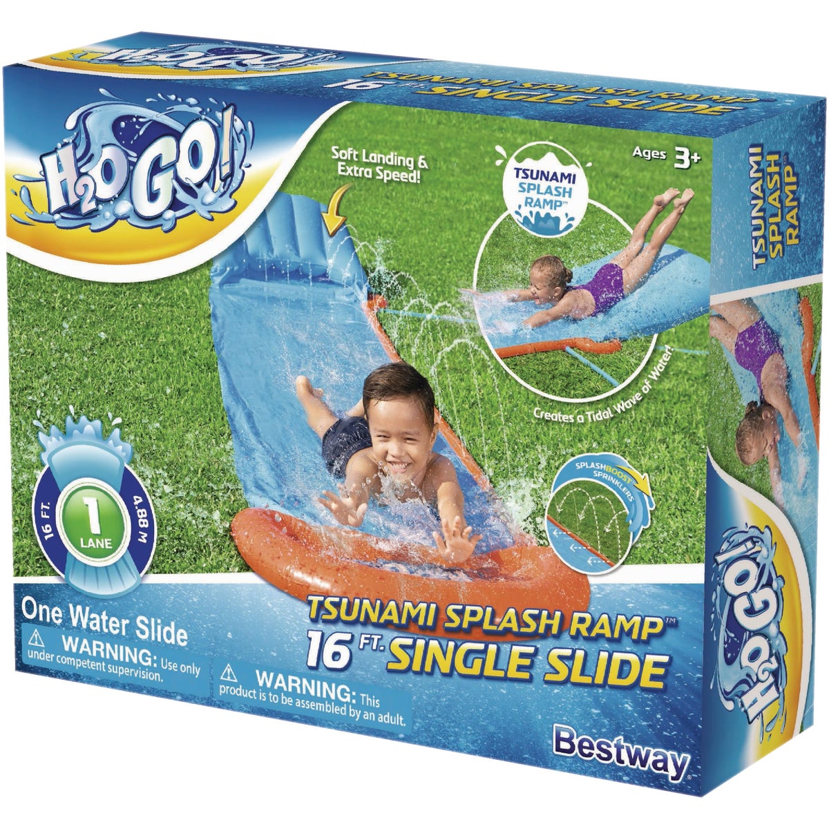 H2OGO! Tsunami Splash Ramp 16 Ft. Single Water Slide