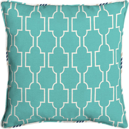 Oceantex 18 In. W. x 5.5 In. H. x 18 In. L. Recycled Polyester Farley Trellis Teal Pillow