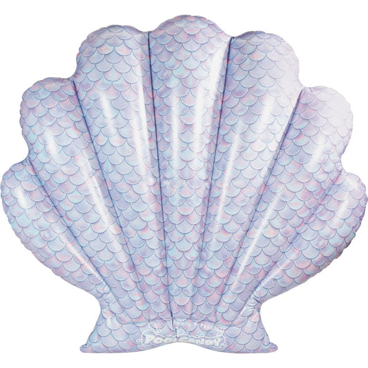 PoolCandy Ride-On 60 In. x 69 In. Mermaid Shell Jumbo Island Pool Float