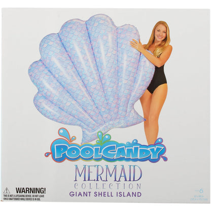 PoolCandy Ride-On 60 In. x 69 In. Mermaid Shell Jumbo Island Pool Float