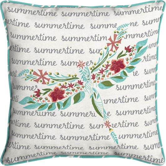 Oceantex 18 In. W. x 5.5 In. H. x 18 In. L. Recycled Polyester Painted Floral Dragonfly Pillow