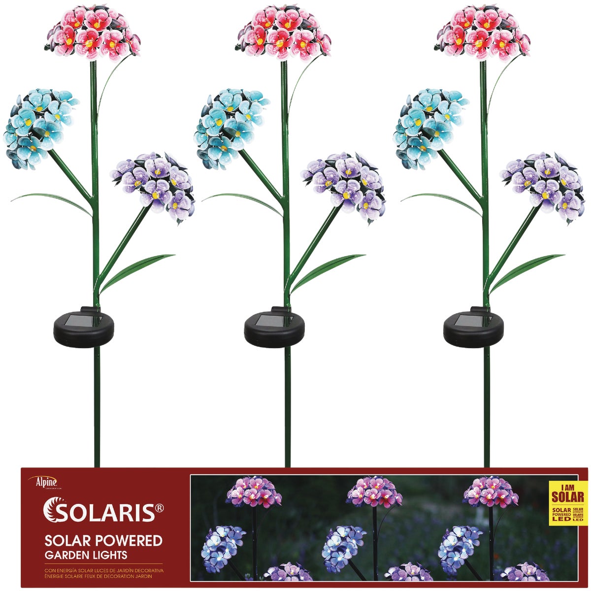 Alpine Iron Hydrangea 35 In. H. Solar LED Stake Light