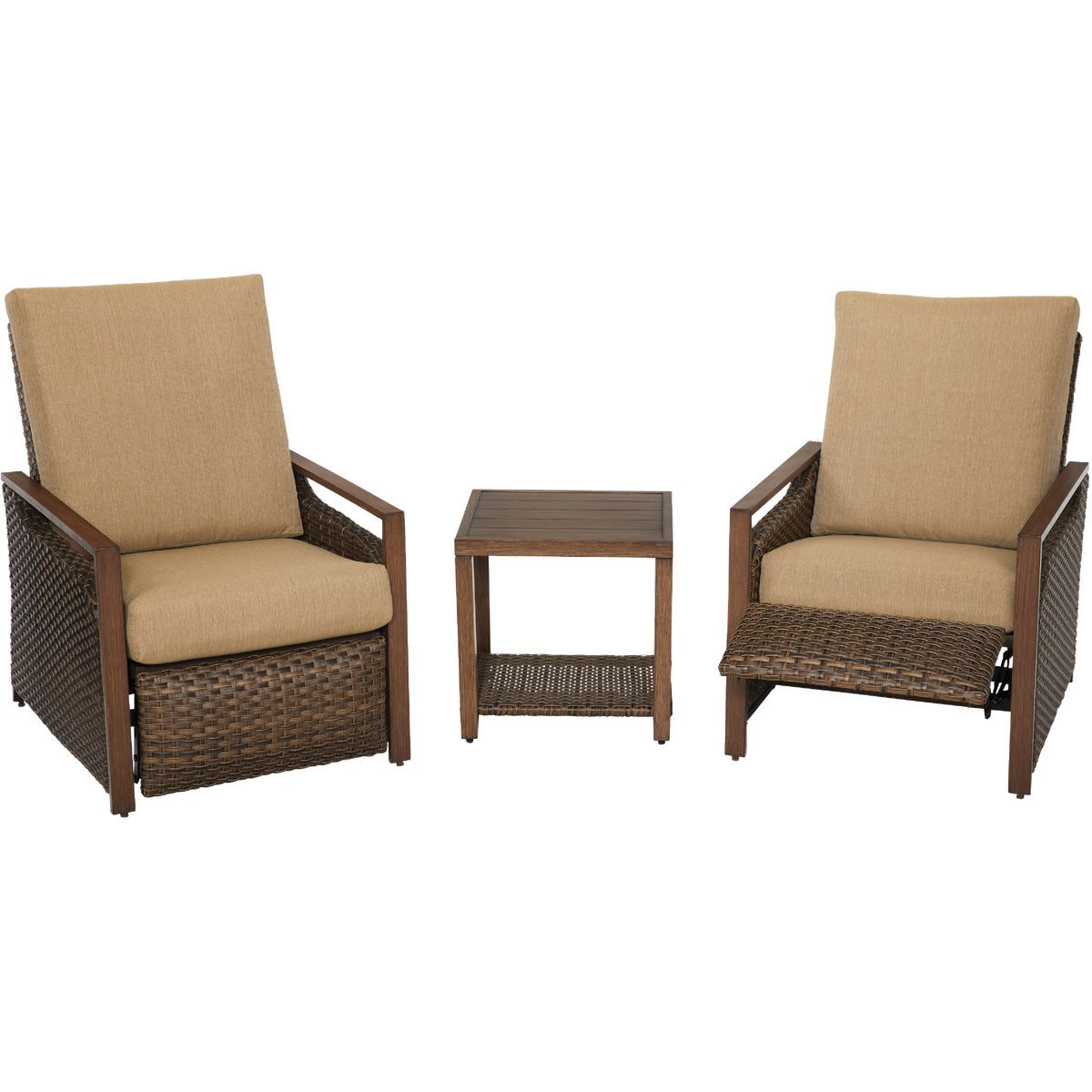 Pacific Casual Quincy 3-Piece Aluminum Reclining Chat Set