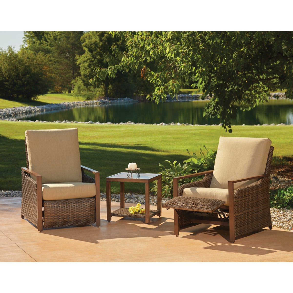 Pacific Casual Quincy 3-Piece Aluminum Reclining Chat Set