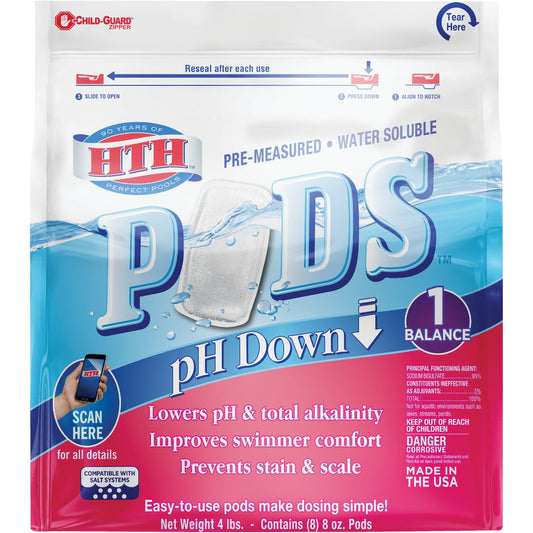 HTH 8 Oz. Pre-Measured Water Soluble PH Down Pods