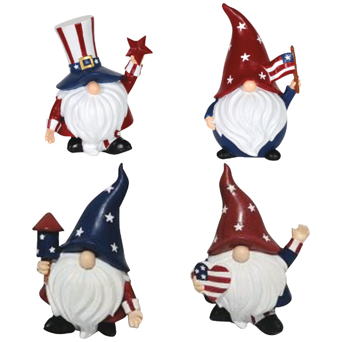 Exhart 5.5 In. Resin Patriotic Red White & Blue Gnome Statue