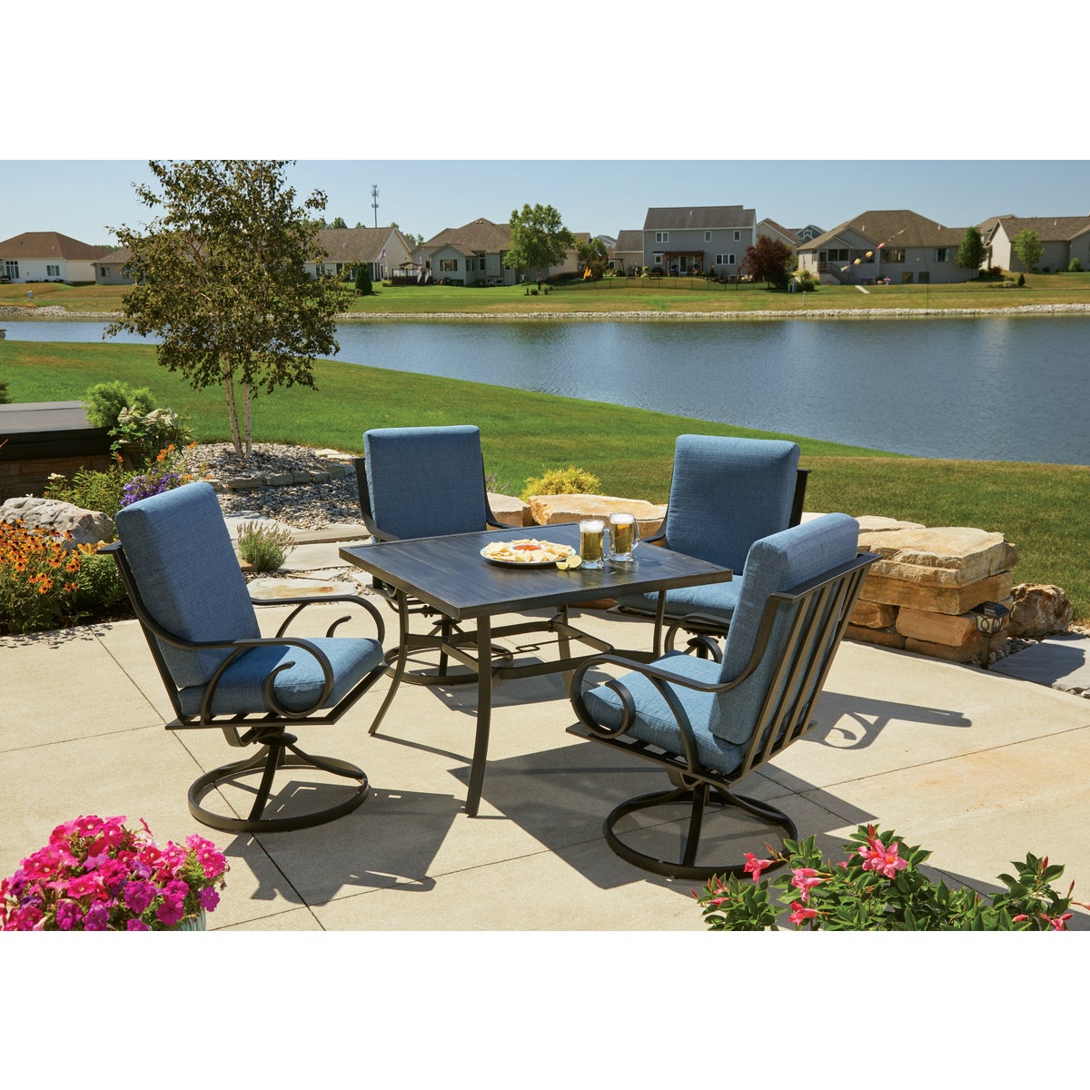 Pacific Casual Capri 5-Piece Fully Cushioned Swivel Dining Set