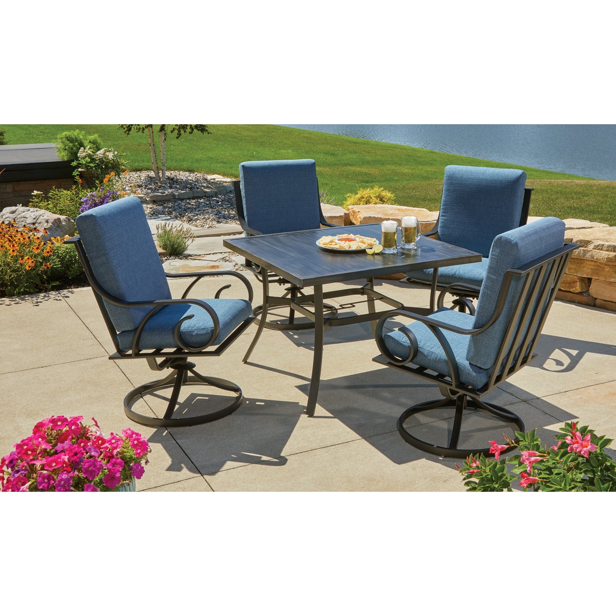 Pacific Casual Capri 5-Piece Fully Cushioned Swivel Dining Set