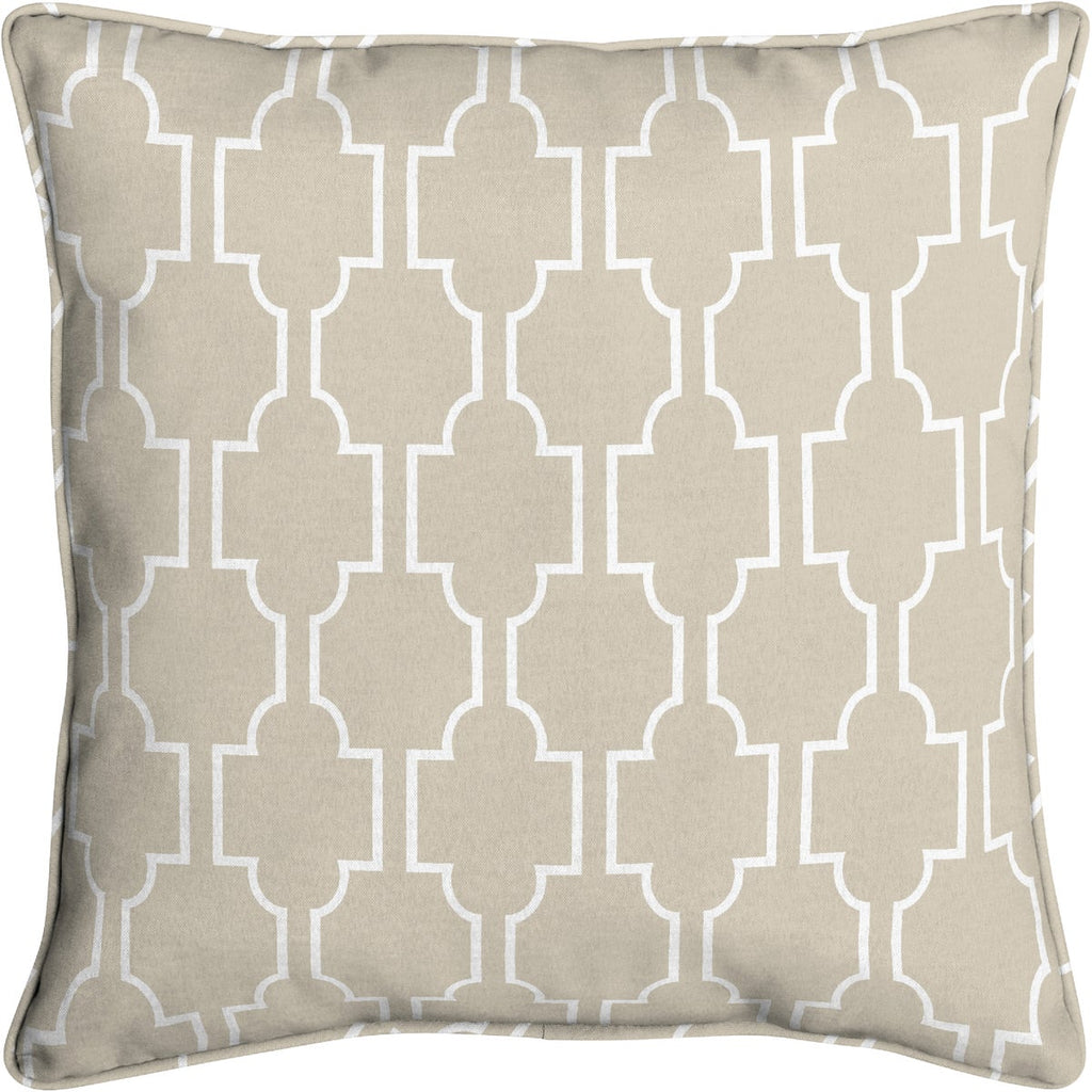 Oceantex 18 In. W. x 5.5 In. H. x 18 In. L. Recycled Polyester Farley Trellis Tan Pillow