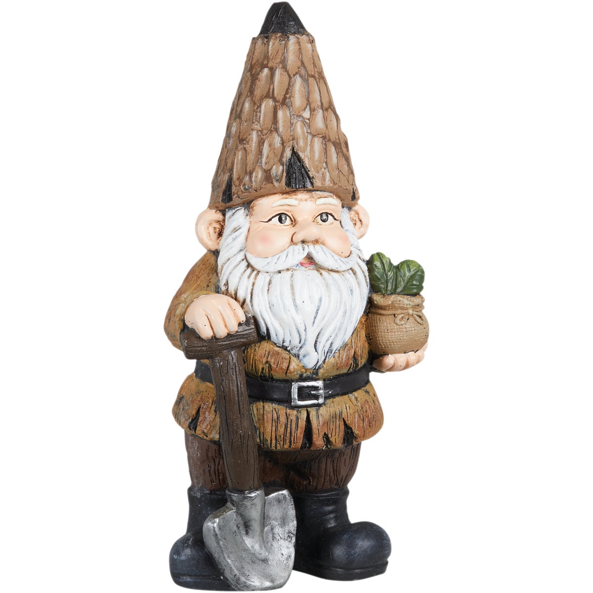 Alpine 16 In. H. MGO Gnome with Shovel & Plants Statue