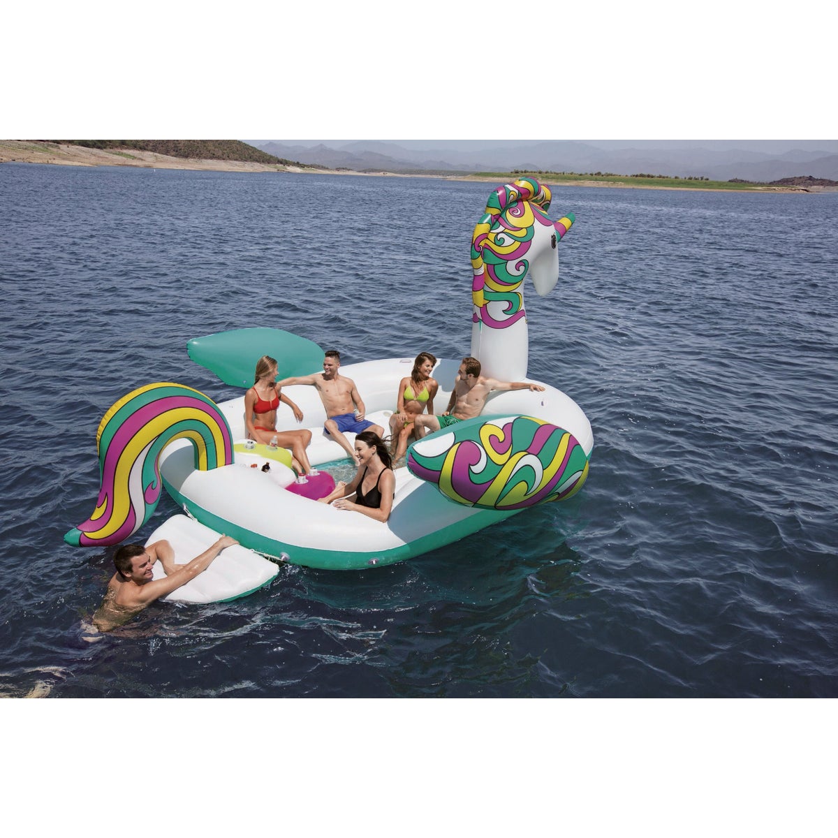 H20GO! Giant Unicorn 6-Person Inflatable Party Island