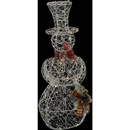 Alpine 71 In. Warm White LED Gold Mesh Snowman Lighted Decoration