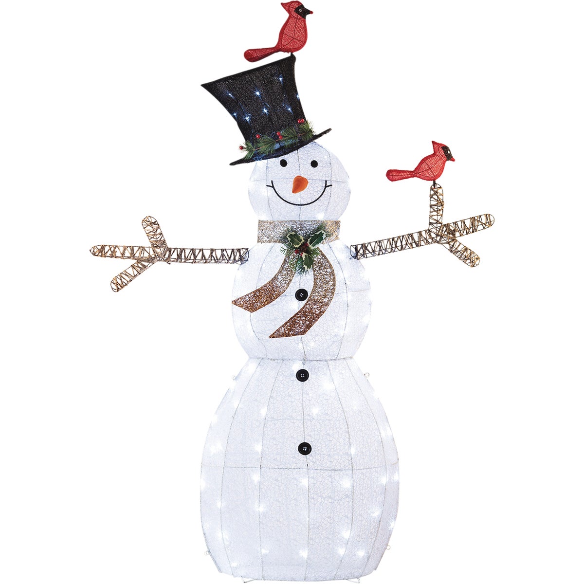 Alpine 86 In. Cool White LED Mesh Cloth Snowman Lighted Decoration