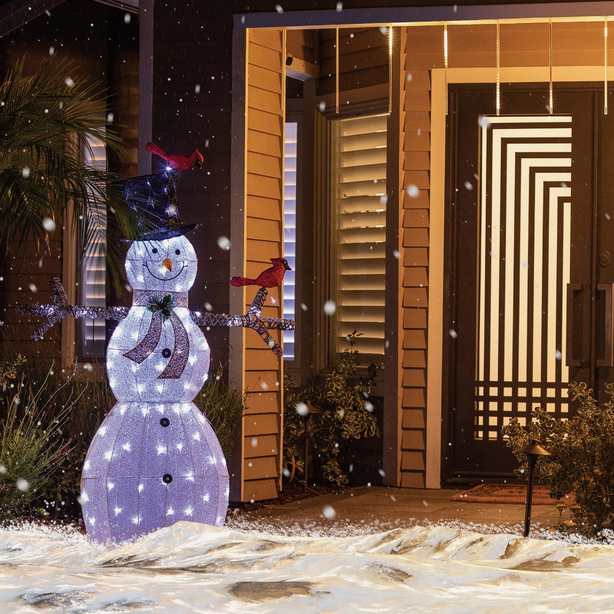 Alpine 86 In. Cool White LED Mesh Cloth Snowman Lighted Decoration