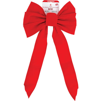 Holiday Trims 7-Loop 10 In. W. x 22 In. L. Red Velvet Wire Christmas Bow