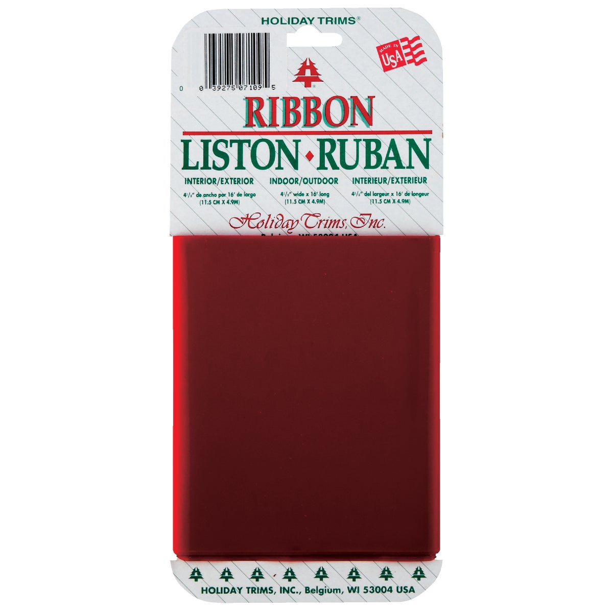 Holiday Trims 16 Ft. L. x 4-1/2 In. W. Red Ribbon