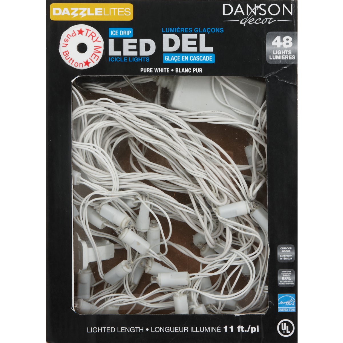 Danson Decor Dazzlelites Pure White 48-Bulb Micro Mini LED Icicle Light Set with White Wire