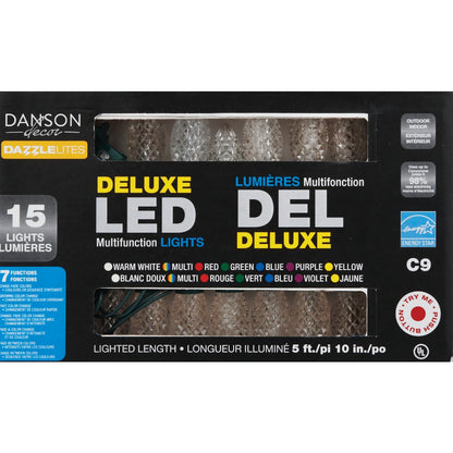 Danson Decor Dazzlelites Multi 15-Bulb C9 Faceted Deluxe LED Chasing Light Set