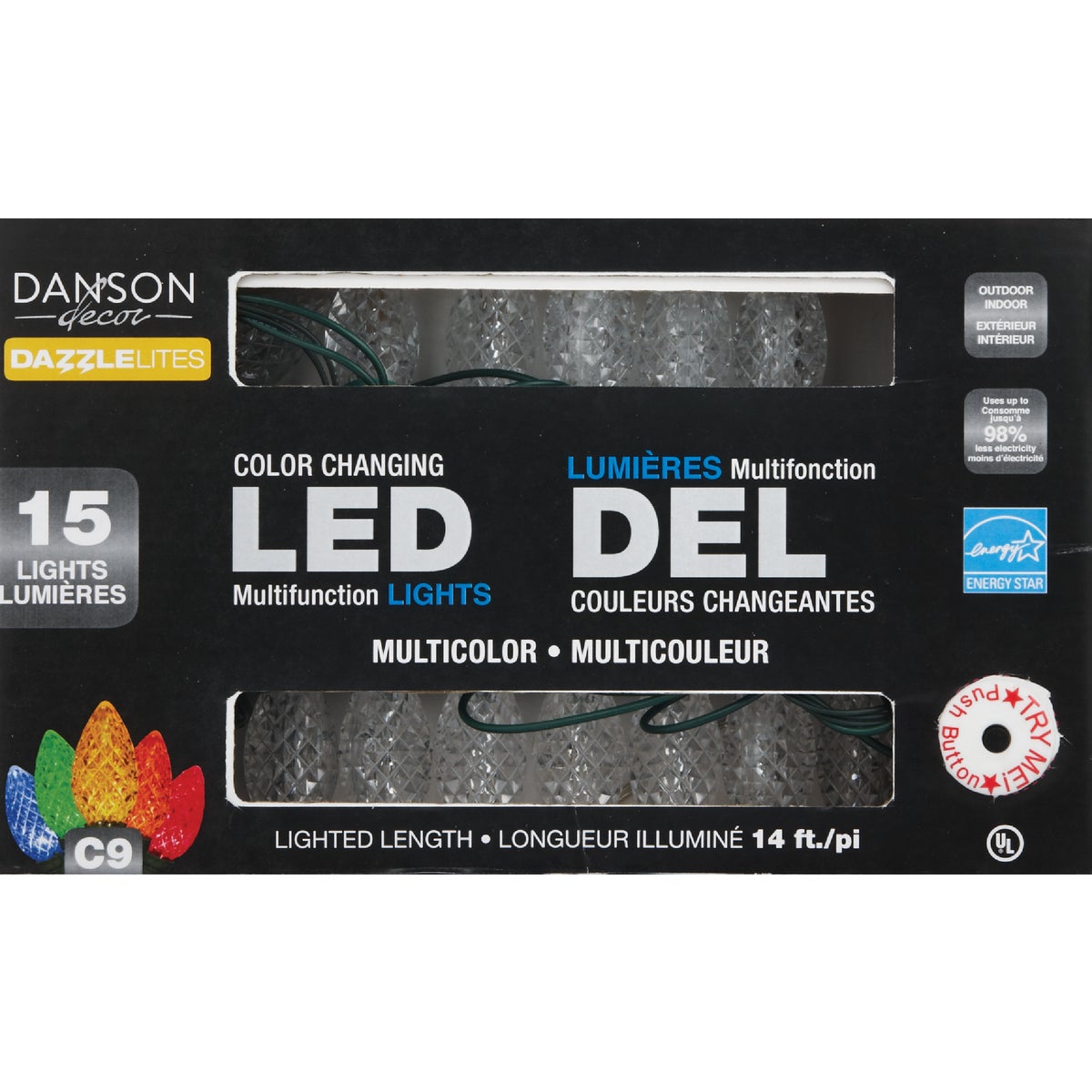 Danson Decor Dazzlelites Multi 15-Bulb C9 Faceted LED Chasing Light Set