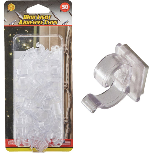 Commercial Christmas Hardware Clear Window Frame & Door Frame Mini Light Adhesive Clips (50-Pack)